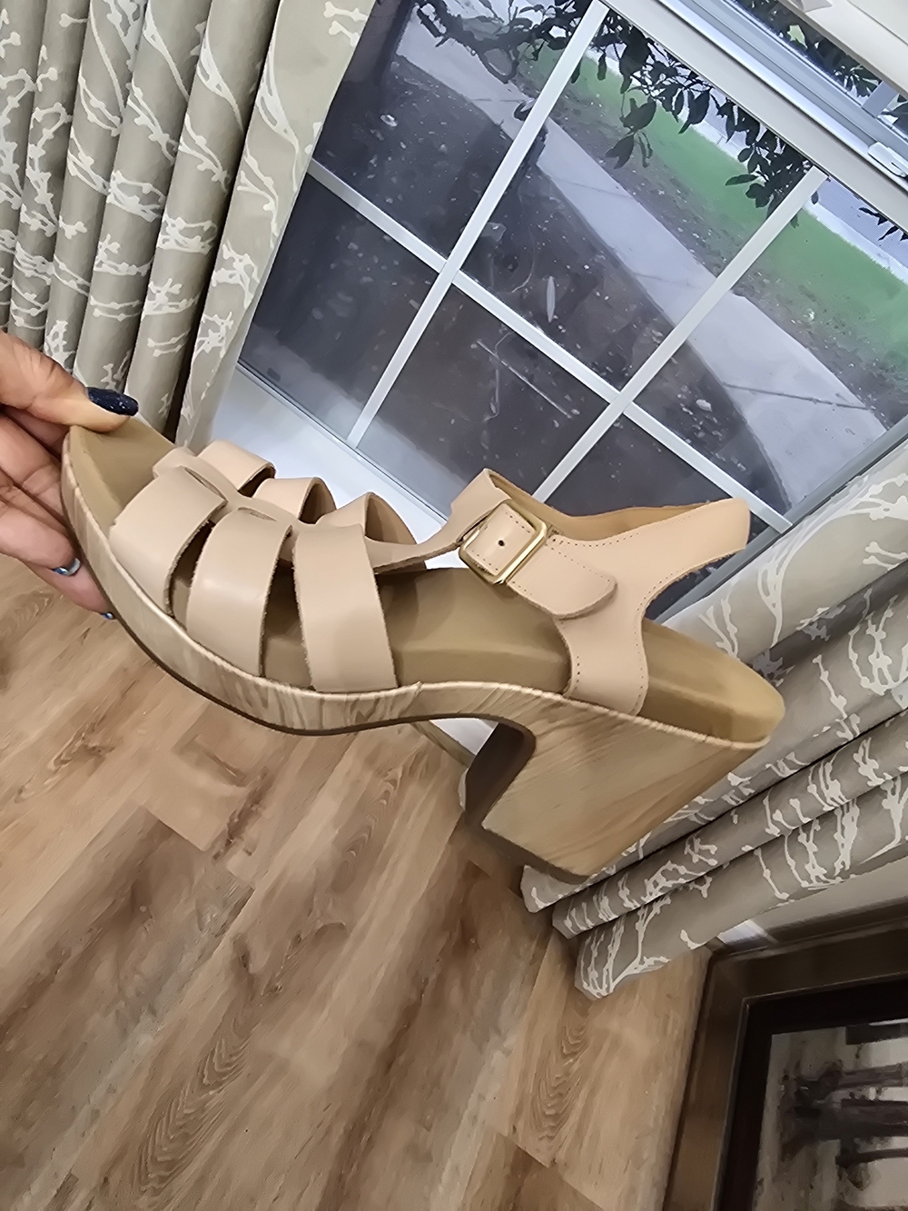 Rockport Beige Platform Sandal with Buckle